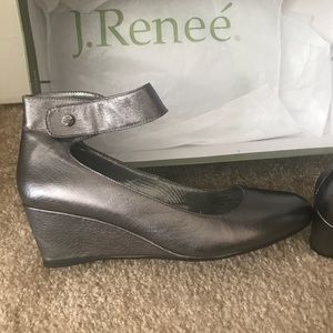 J Renee leather wedge shoe